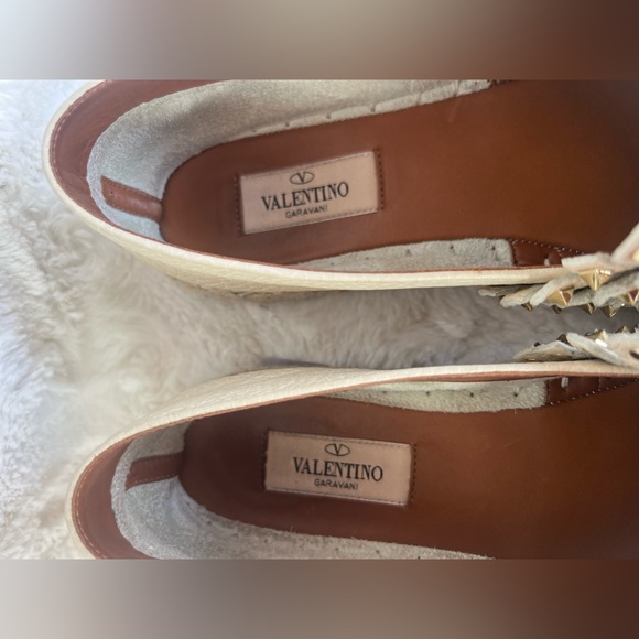 Valentino Rockstud Leather Espadrille Platform Flats - Picture 10 of 16